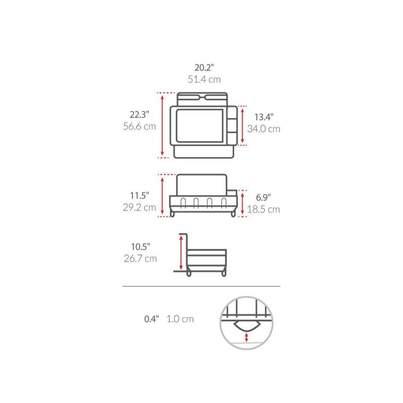 Simplehuman COMPACT Stalowa Suszarka do Naczyń - Ociekacz z Uchwytem na Kieliszki / Czarny