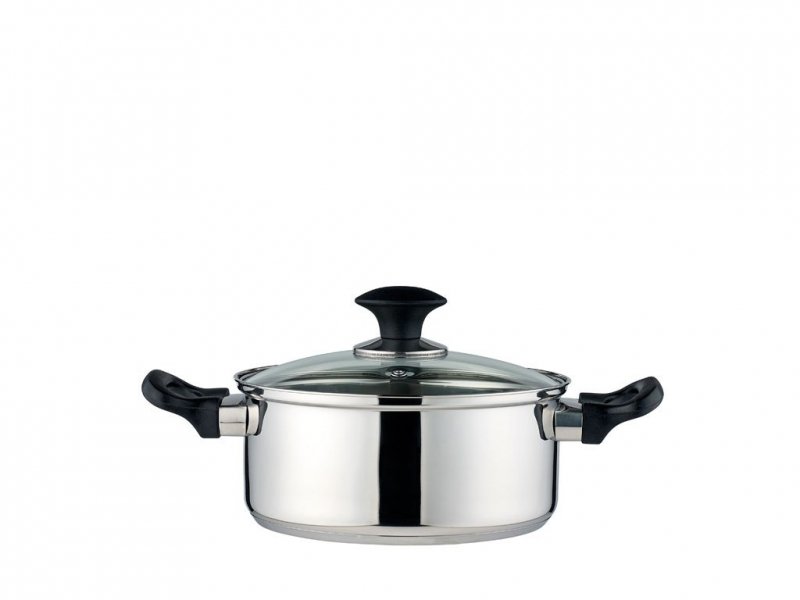 Funktion KITCHEN Zestaw Garnków Stalowych 6 El. / Srebrny z Czarnymi Uchwytami