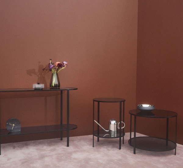 AYTM - FUMI Okrągły Stolik ze Szklanym Blatem 55 cm - Czarny