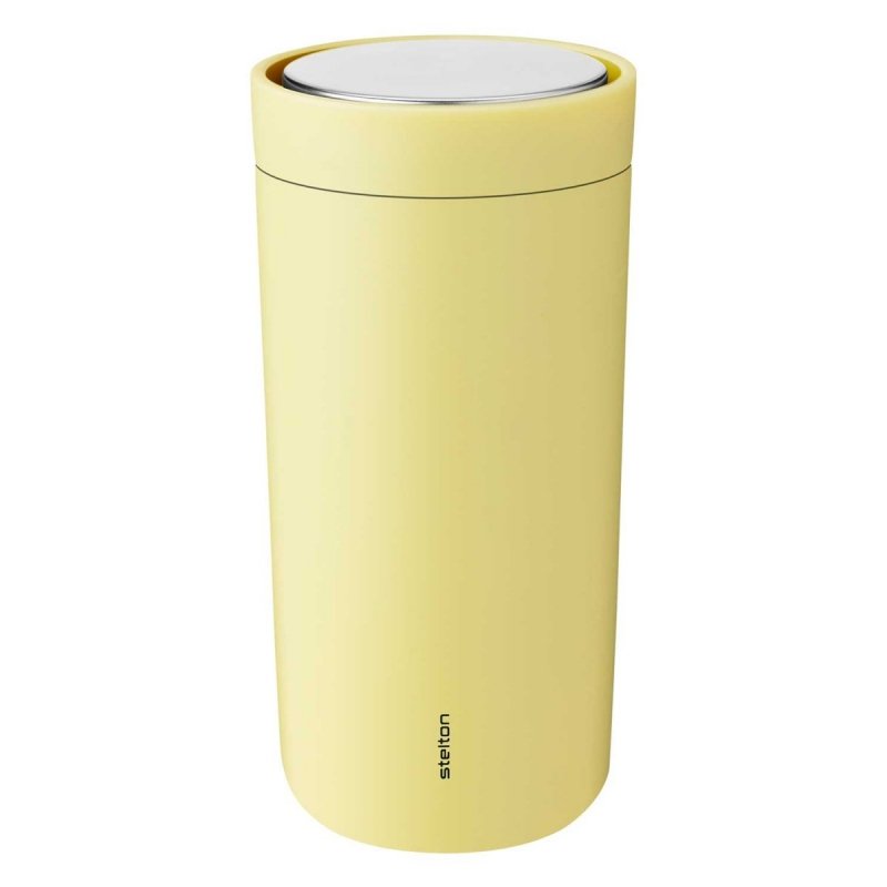 Stelton TO GO CLICK Stalowy Kubek Termiczny 400 ml Żółty Soft Yellow