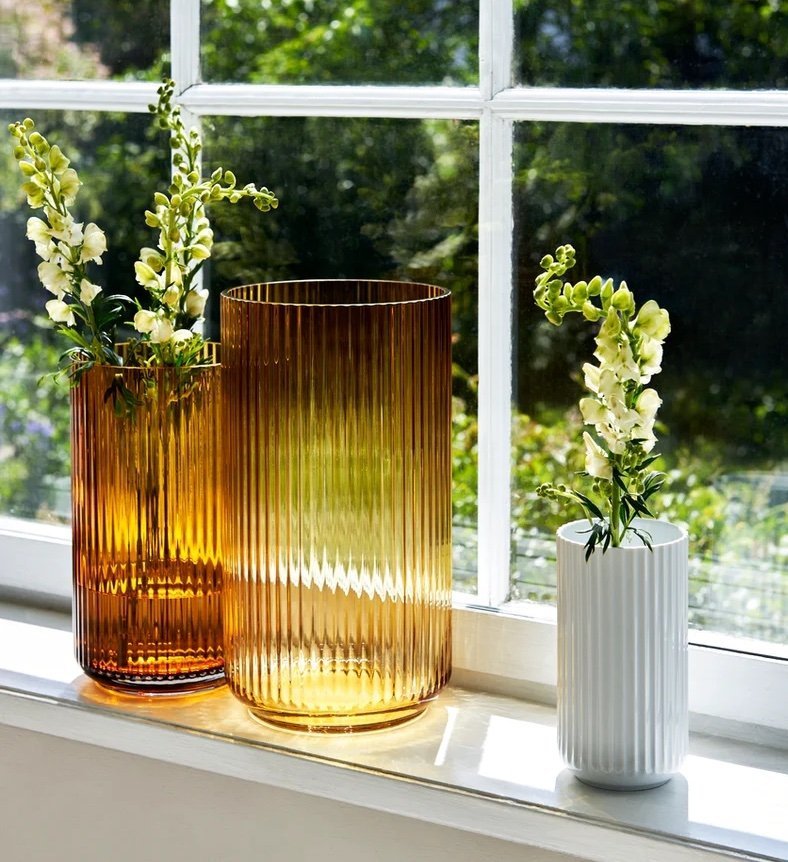 Lyngby Porcelain LYNGBY Szklany Wazon do Kwiatów 38 cm / Żółty Amber