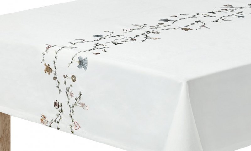 Kähler HAMMERSHØI CHRISTMAS Zdobiony Obrus Świąteczny 150x320 cm Biały