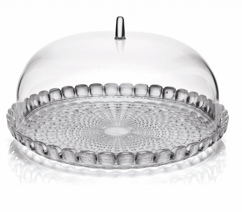 Guzzini TIFFANY Niska Patera z Kloszem do Ciasta 30 cm / Szara