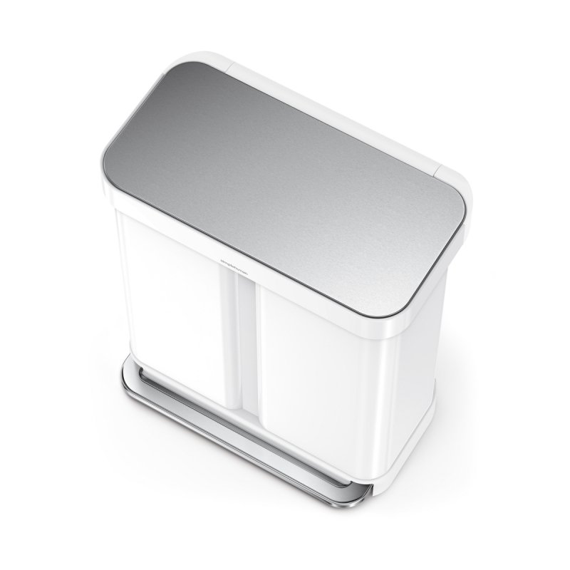 simplehuman LINER POCKET RECYCLER Kosz Pedałowy na Śmieci 58 l Dwukomorowy / Biały