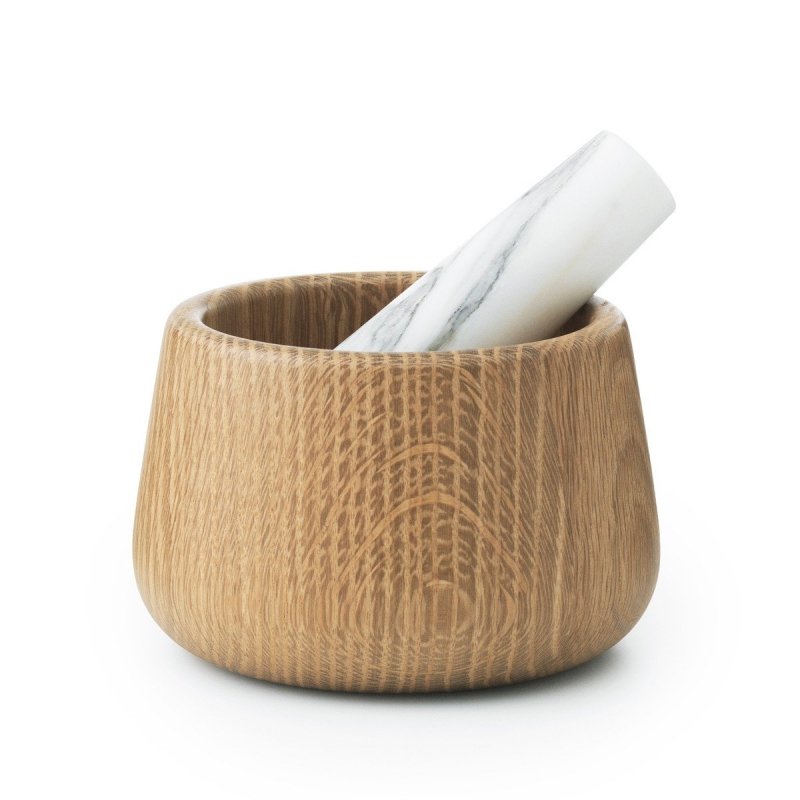Normann Copenhagen CRAFT Drewniany Moździerz z Marmurowym Tłuczkiem