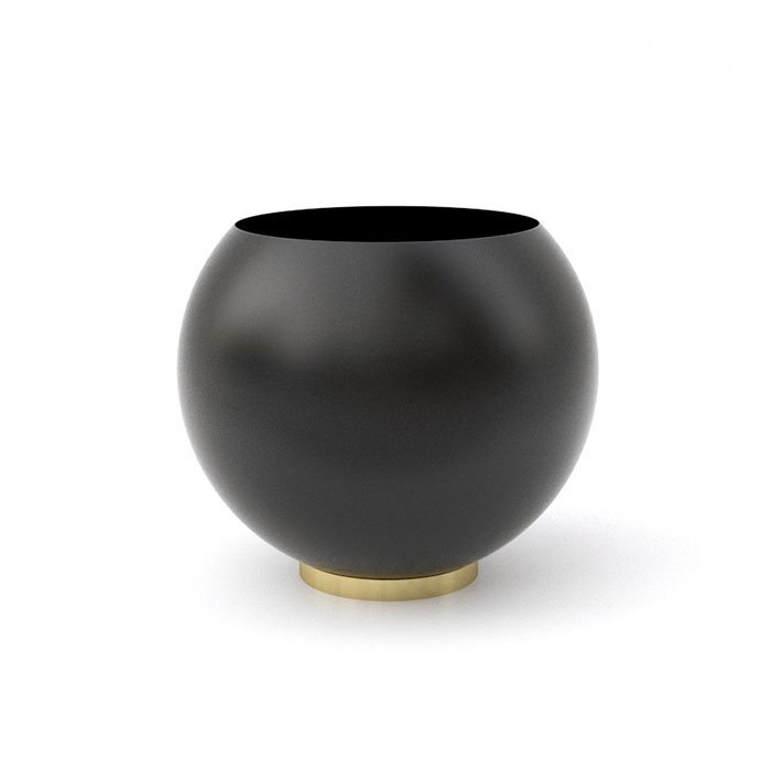 Aytm GLOBE Donica do Kwiatów 17 cm Czarna na Złotej Podstawie