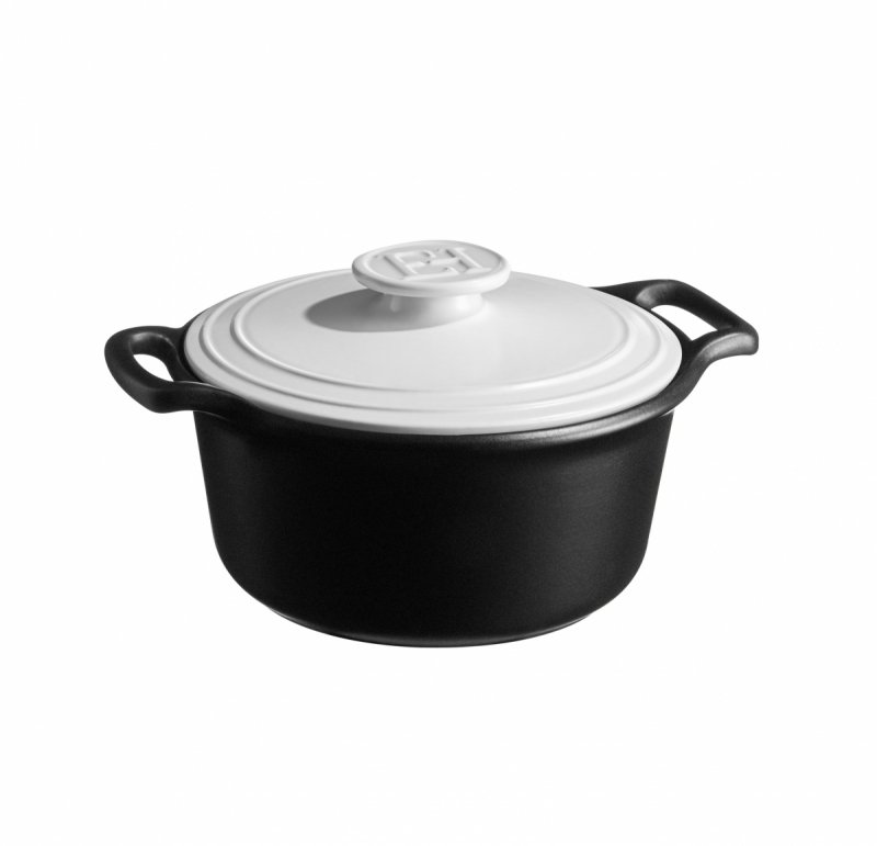 Emile Henry SUBLIME+ Garnek Ceramiczny 4 l / Czarny z Białą Pokrywką