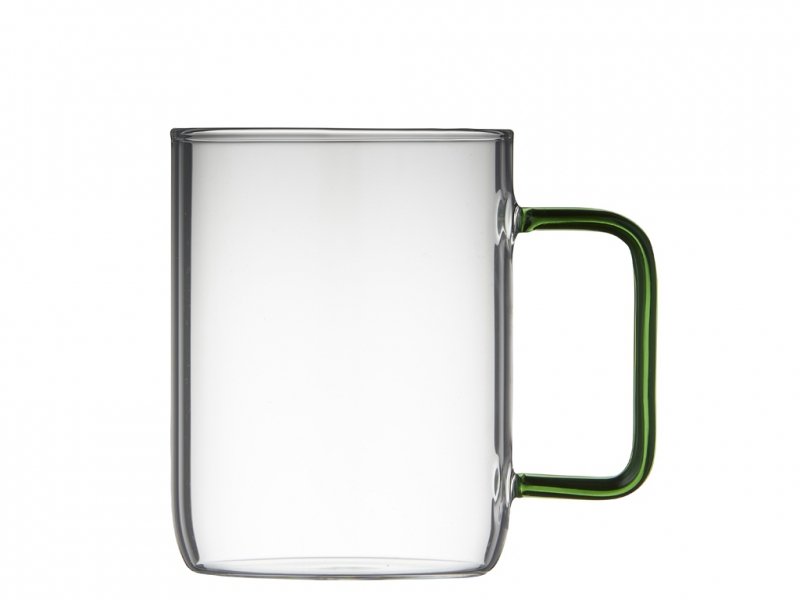 Lyngby Glass TORINO Szklanki do Kawy lub Herbaty / Gorących Napojów 300 ml / Zielony Uchwyt