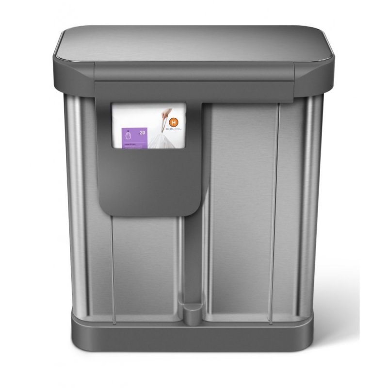 simplehuman LINER POCKET RECYCLER Kosz Pedałowy na Śmieci 58 l Dwukomorowy - Stal FPP