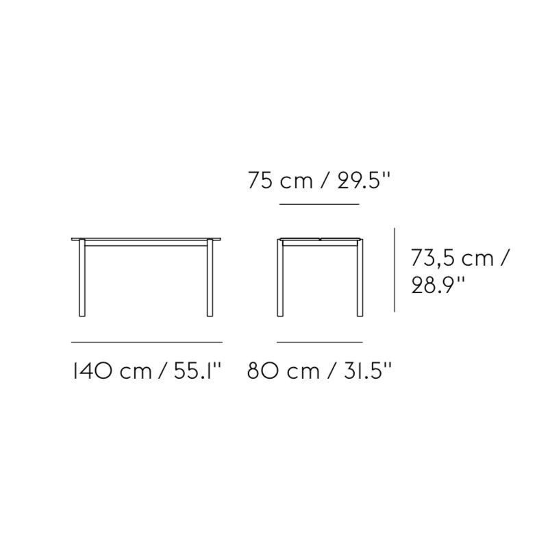 Muuto LINEAR Zestaw Mebli Ogrodowych - Stół 140 cm + 2 Ławki - Czarny