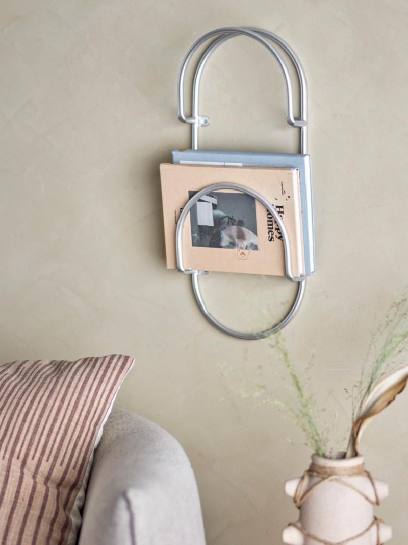 Bloomingville CARLTON Gazetnik - Uchwyt Ścienny na Gazety, Magazyny / Srebrny