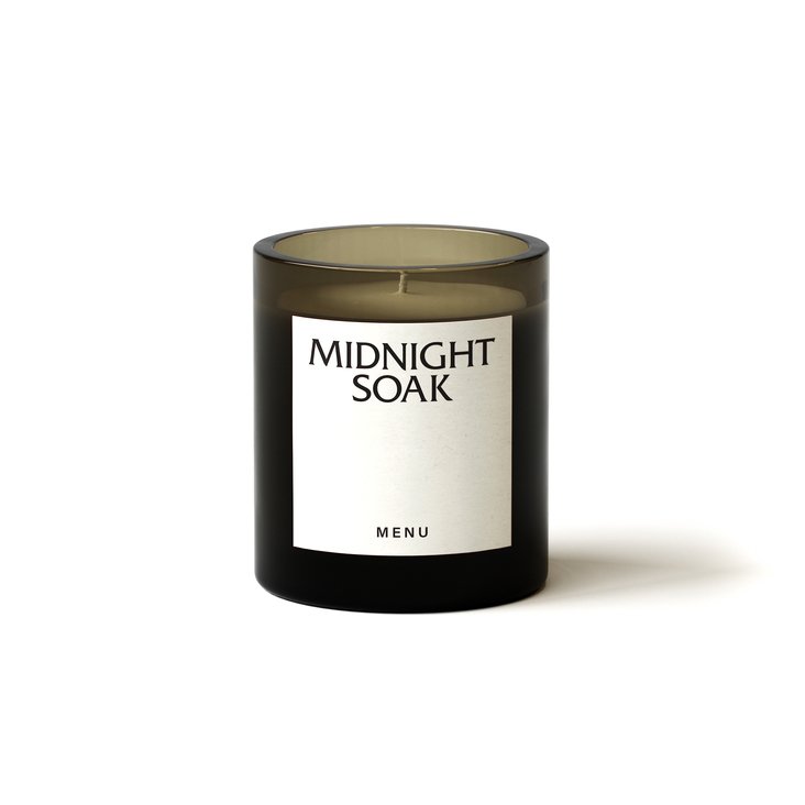 Świeca zapachowa Olfacte Midnight Soak w ciemnobrązowym szklanym pojemniku