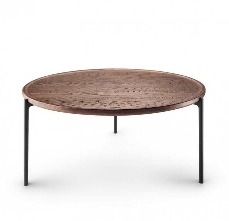 Eva Solo SAVOYE Okrągły Stolik Kawowy 90 cm (wys. 42 cm) Czarny / Blat Ciemny Dąb
