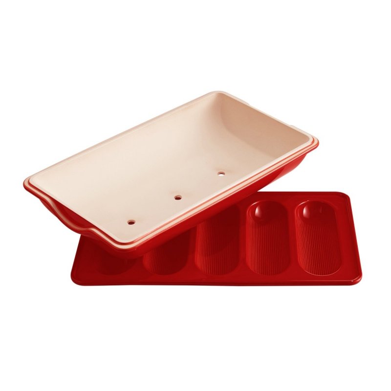 Emile Henry - Ceramiczna Forma do Pieczenia 5 Mini Bagietek - Czerwona