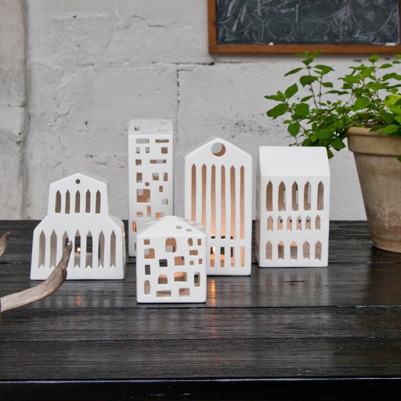 Kähler URBANIA Świecznik Tealight - Domek Biały - Classic