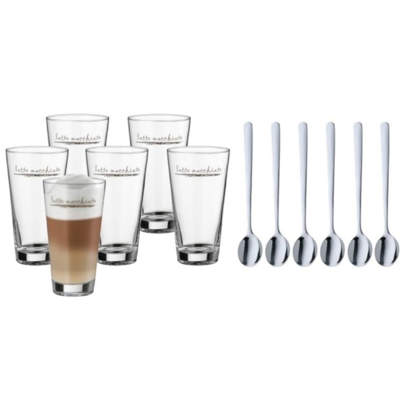 Wmf BARISTA Szklanki + Łyżeczki do Kawy Latte 280 ml 6 Szt.