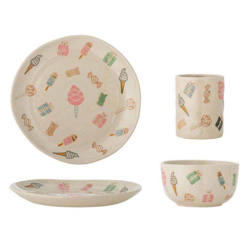 Bloomingville SWEETS Ceramiczny Zestaw Naczyń dla Dzieci / 3 El.