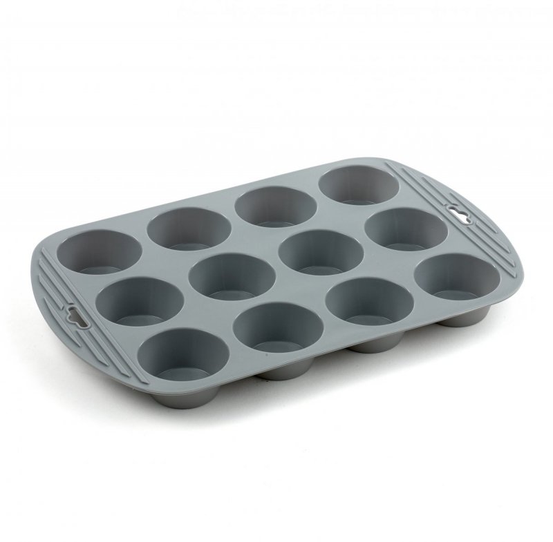 Holm KITCHEN Silikonowa Forma do 12 Babeczek Muffinów - Szara