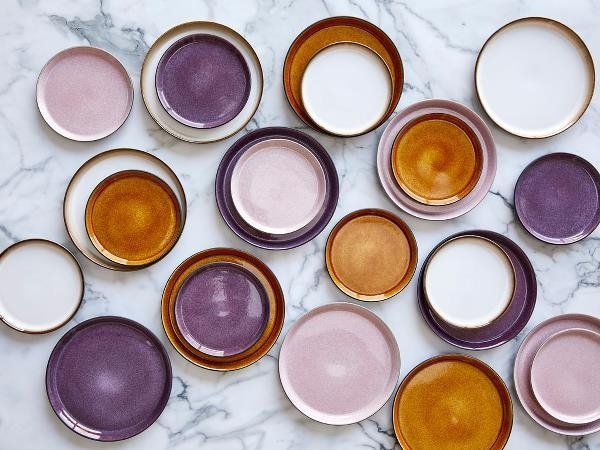 Bitz GASTRO Talerz Obiadowy 21 cm 6 Szt. Czarny - Środek Liliowy