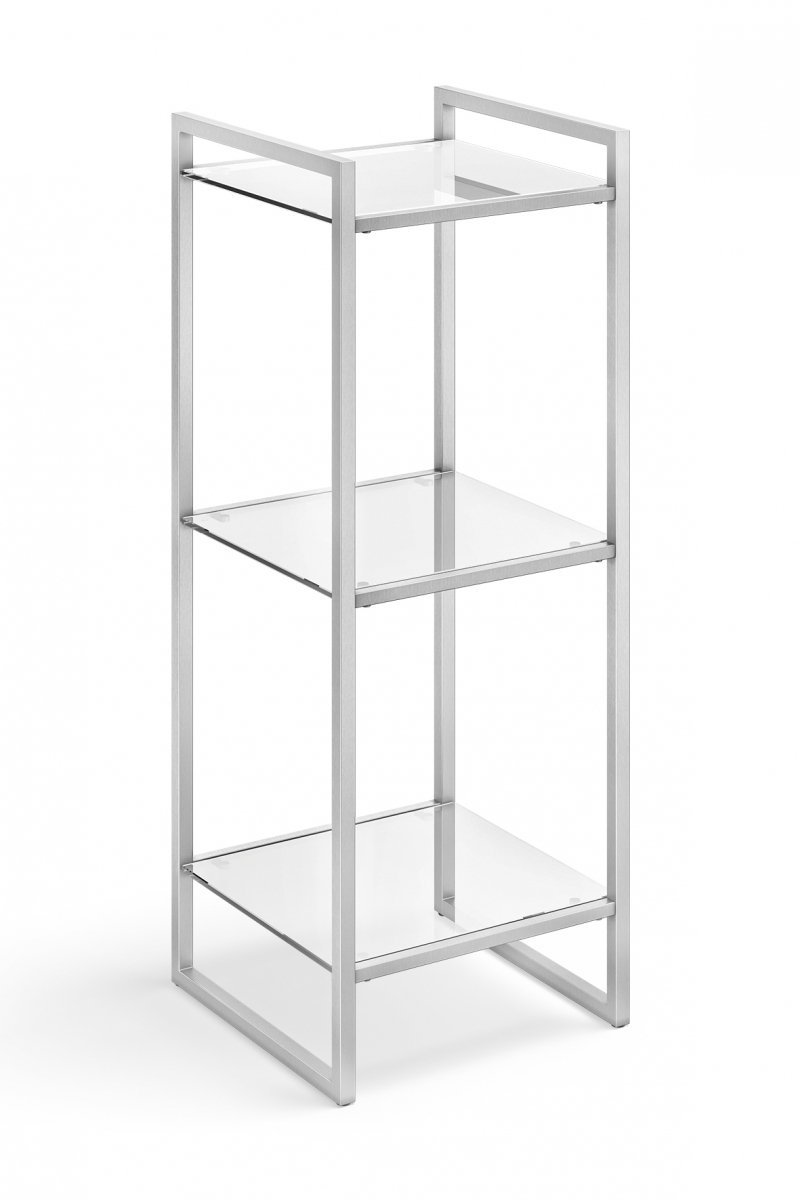 Zack PONIO Regał Łazienkowy ze Szklanymi Półkami - Stal Matowa