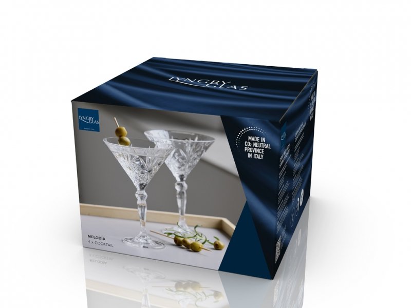 Lyngby Glass MELODIA Kryształowe Kieliszki Koktajlowe / do Martini 210 ml / 4 Szt.