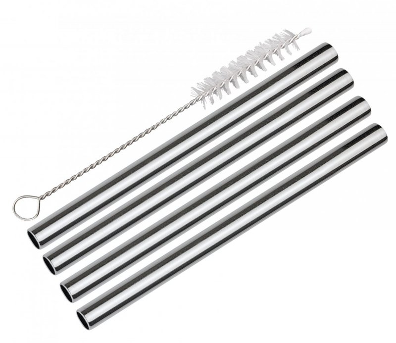 Cilio STEEL PICCOLO Stalowe Słomki do Napojów Szerokie 4 Szt.