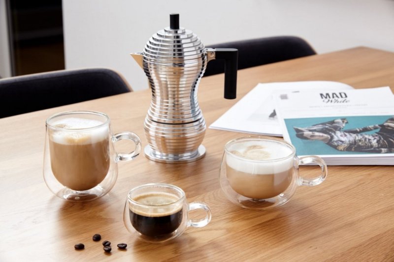 Alessi PULCINA Kawiarka - Zaparzacz do Espresso 300 ml - Czarna Rączka