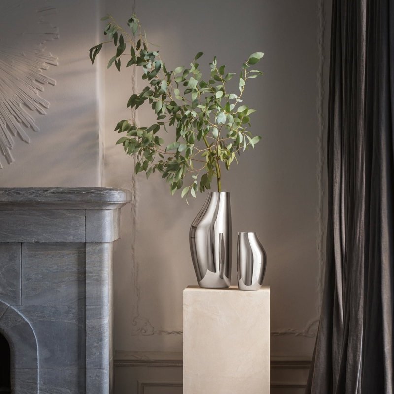 Georg Jensen SKY Wazon Stalowy Podłogowy 46 cm / Srebrny Połysk