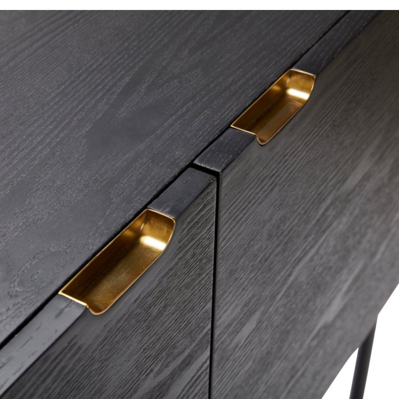 Hübsch NORDIC Komoda 100 cm Czarna / Złote Uchwyty
