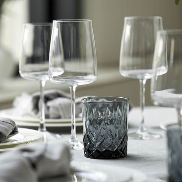 Lyngby Glass SORRENTO Kolorowe Szklanki do Drinków, Whisky 320 ml 4 Szt. / Szare