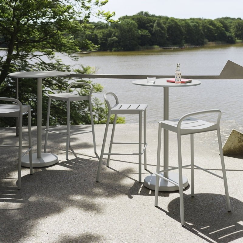 Muuto LINEAR Krzesło Barowe Ogrodowe - Hoker 75 cm / Niebieski