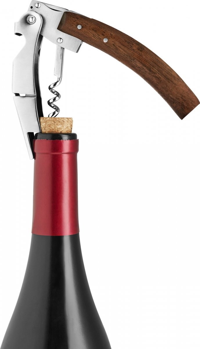 Elegancki korkociąg drewniany i stalowy