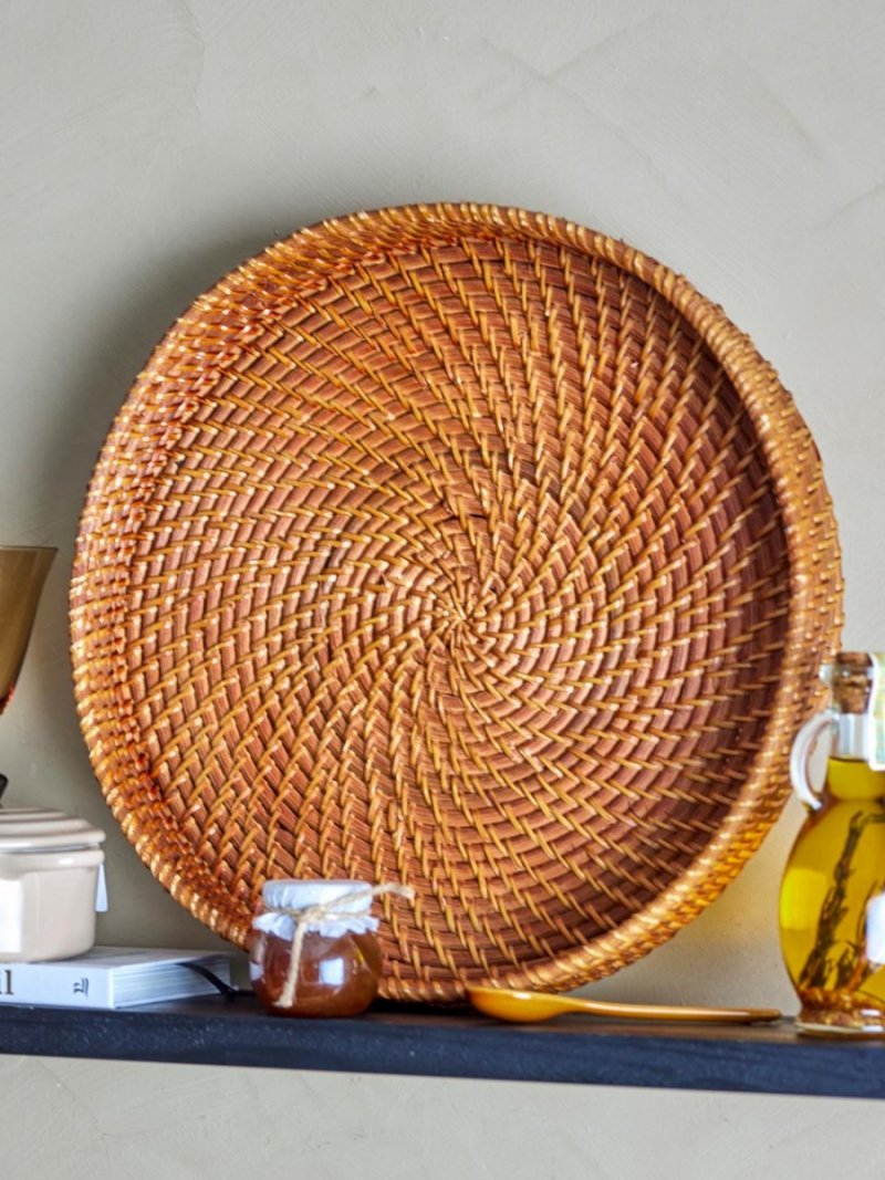 Bloomingville NARIN Okrągła Taca do Serwowania z Naturalnego Rattanu