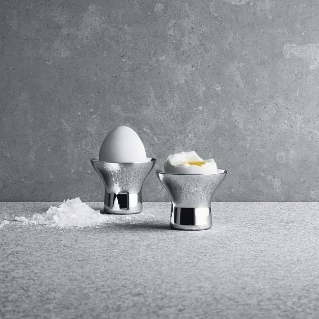 Georg Jensen ALFREDO Stalowe Kieliszki do Jajek 2 Szt. / Srebrne