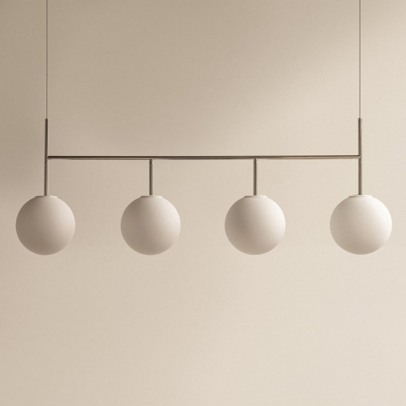 Audo TR Lampa Wisząca Srebrna Chromowana - Poczwórna / Klosz Biały Matowy