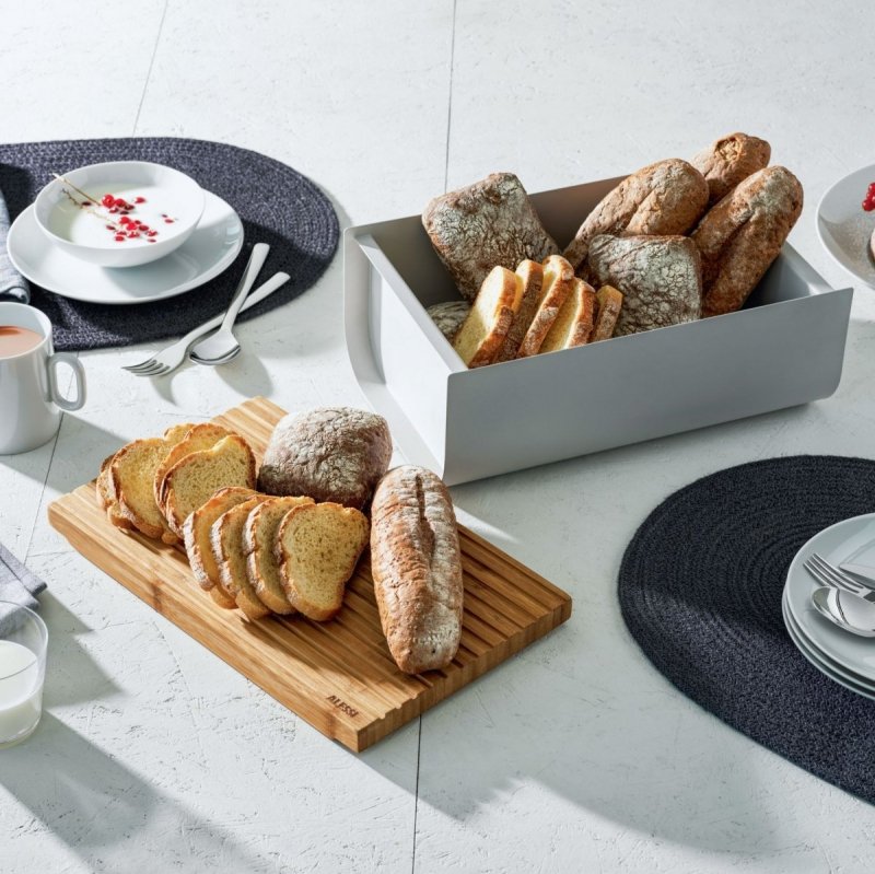 Alessi MATTINA Pojemnik na Pieczywo - Chlebak z Deską - Ciemnoszary