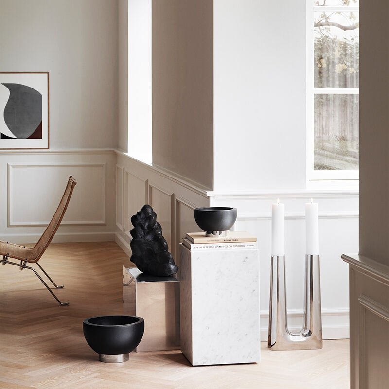 Georg Jensen SGJ Misa Dekoracyjna Drewniana na Stalowej Podstawie - Mała