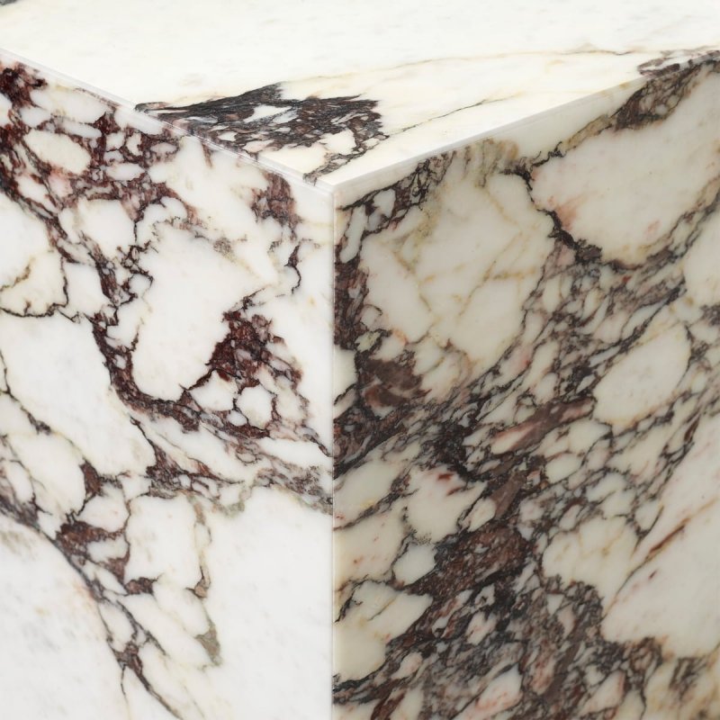 Menu PLINTH Stolik Kwadratowy - Postument Marmurowy - Marmur Rose Calacatta