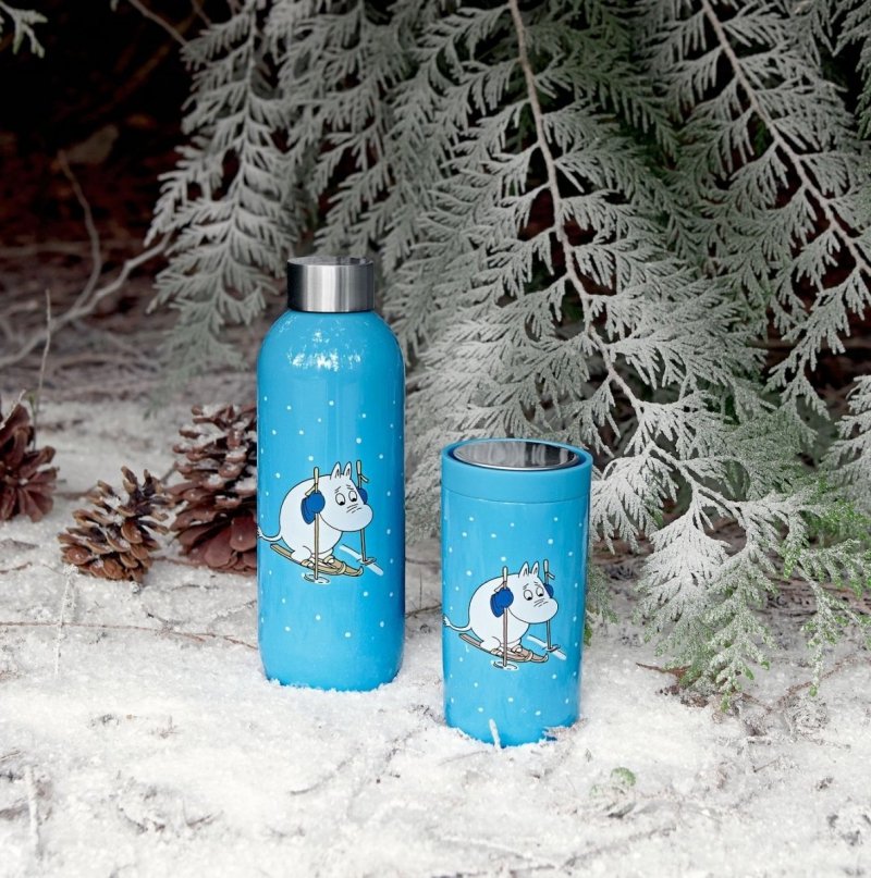 Stelton KEEP COOL Stalowa Butelka do Wody 750 ml MUMINKI Niebieska