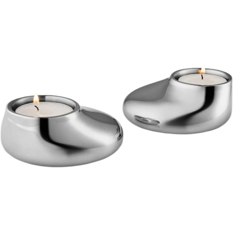 Eva Solo MELLOW Świecznik Stalowy Tealight - Zestaw 2 Świeczników / Srebrny Polerowany