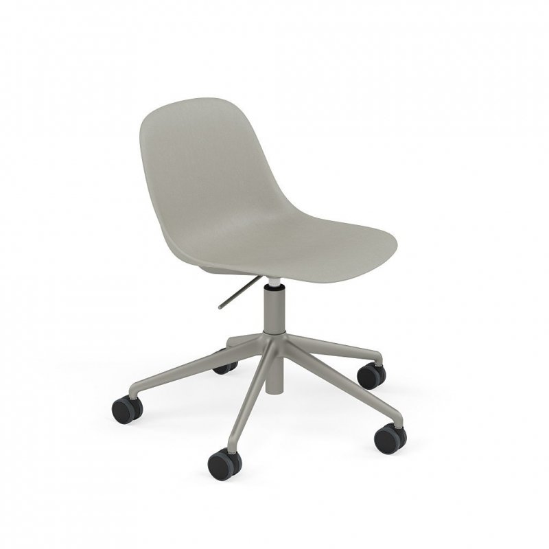 Muuto FIBER SIDE Krzesło Obrotowe na Kółkach i z Regulacją Wysokości / Szare