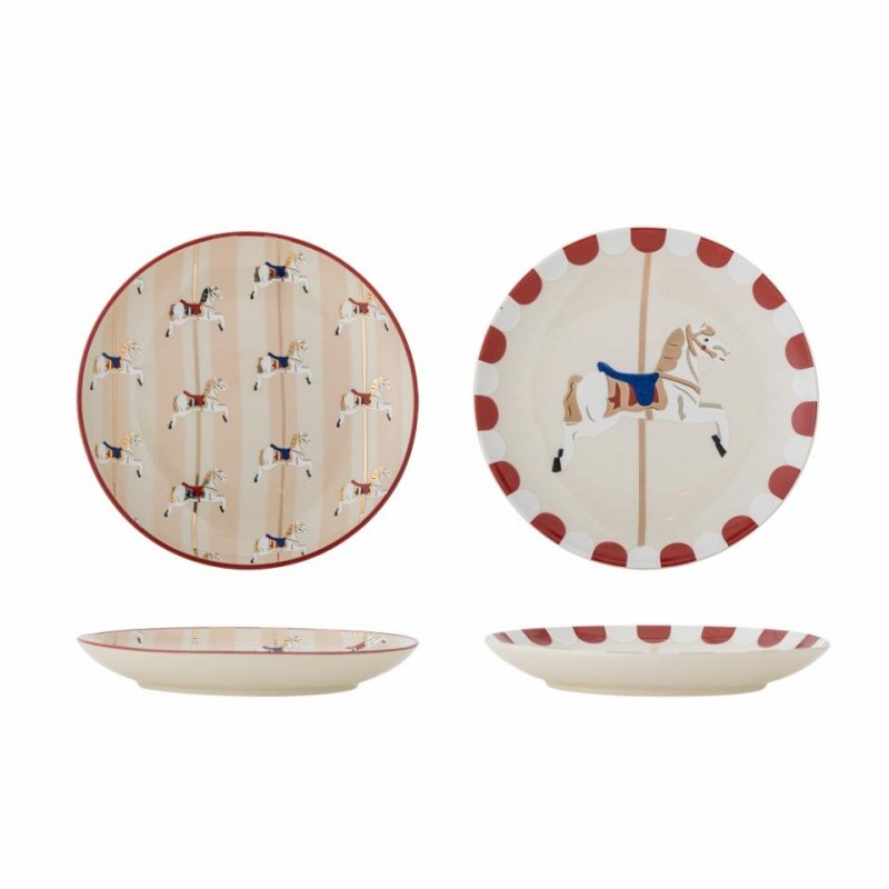 Bloomingville CHRISTMAS MERRY-GO Świąteczne Talerze Deserowe 16 cm / 2 Szt.