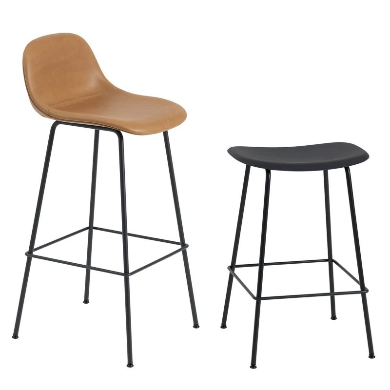 Muuto FIBER Hoker - Stołek Barowy 65 cm Szary / Metalowa Rama