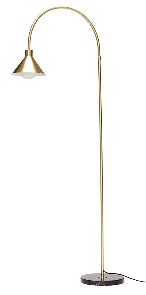 Hübsch PIPE Lampa Podłogowa z Marmurową Podstawą - Złota