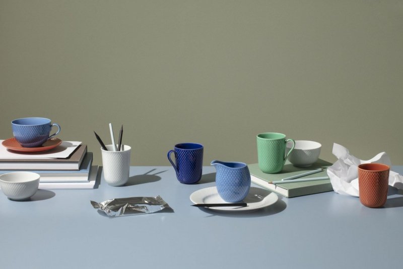 Lyngby Porcelain RHOMBE Filiżanka do Herbaty 390 ml Różowa z Żółtym Spodkiem