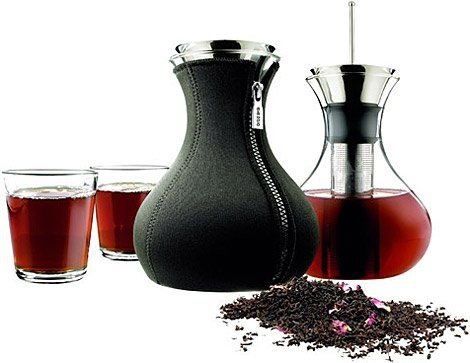Eva Solo SERVING Szklany Zaparzacz do Herbaty 1 l w Pokrowcu Termicznym / Ciemnoszary