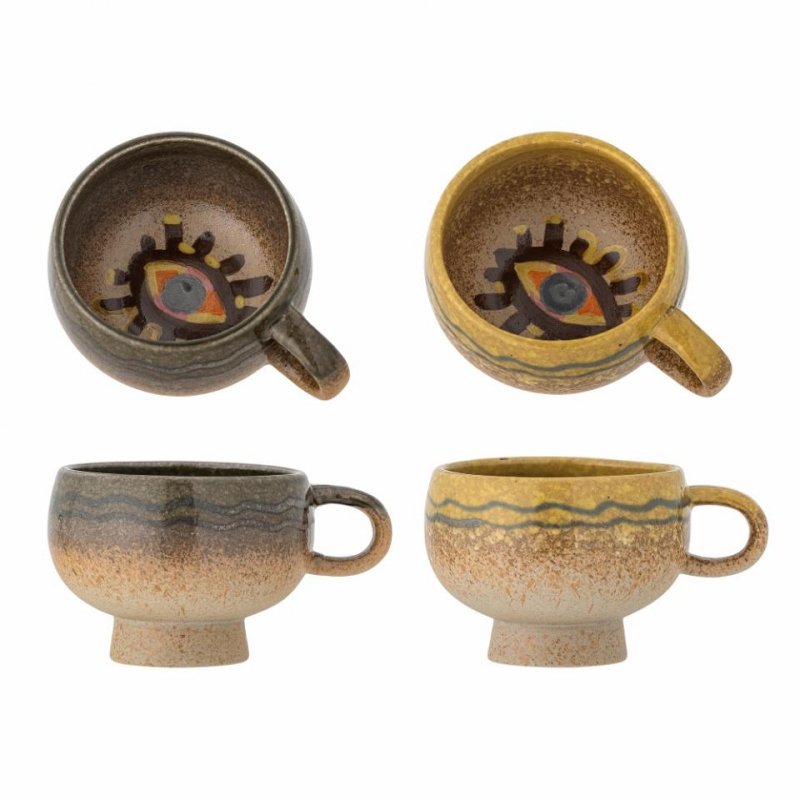 Bloomingville OCULUS Kubek 220 ml - Zestaw 2 Szt. / Brązowy