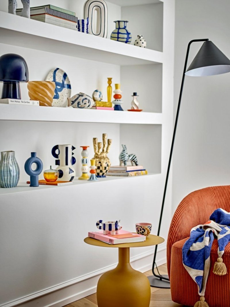 Bloomingville PRADI Obrotowy Fotel Tapicerowany / Pomarańczowy Sztruks