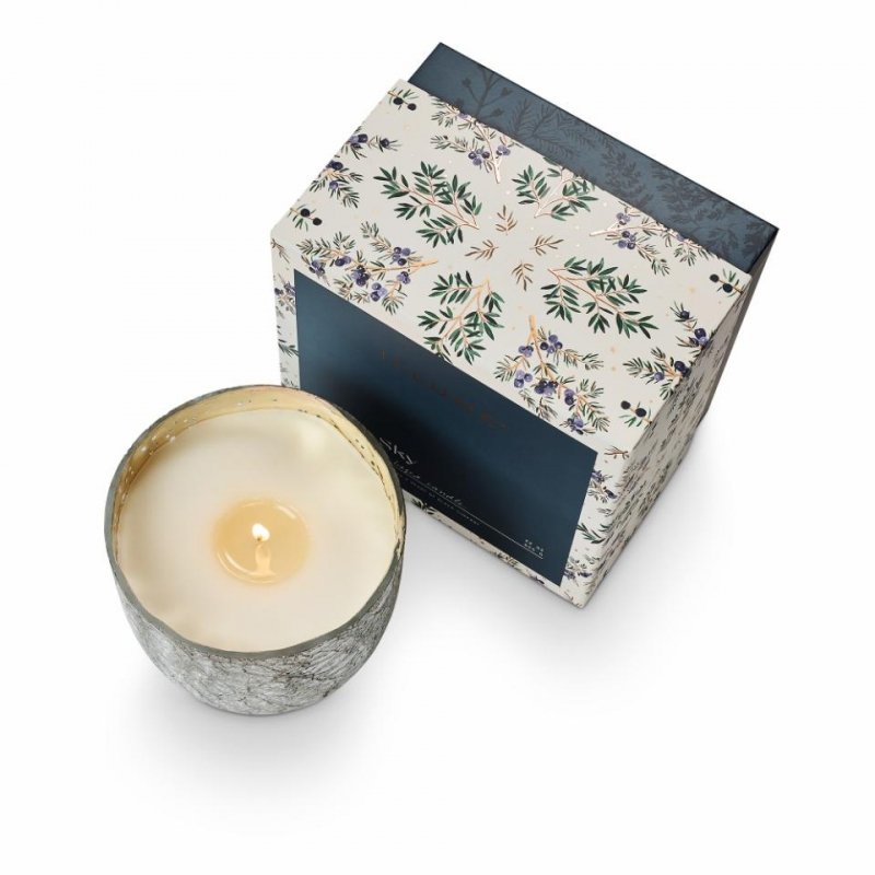 Świeca ILLUME North Sky Crackle Glass Candle w szklanym naczyniu o pękającej strukturze