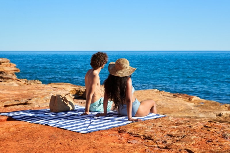 Dock &amp; Bay CLASSIC Koc Plażowy -  Piknikowy 170x170 cm / Whitsunday Blue